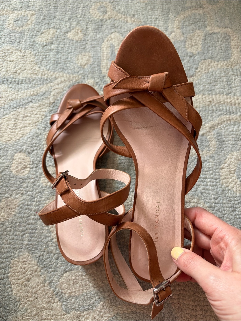 LOEFFLER RANDALL Brown Bow Block Heel Sandals